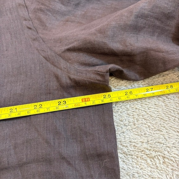 Onslöe 100% Linen Button Down Shirt Brown XL Classic Fit Long Sleeve Preppy - Picture 9 of 16